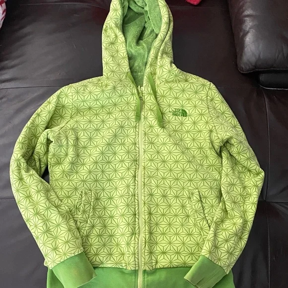 The North Face Bright Green woman’s size small Hoodie Jacket reversible - Picture 4 of 6